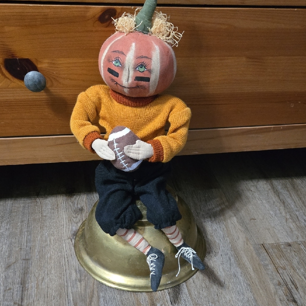 Joe Spencer Pumpkin Head Doll with Football